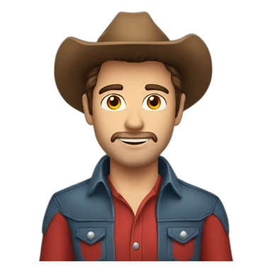 guy with brown hair cowboy red shirt brown eyes  sticker