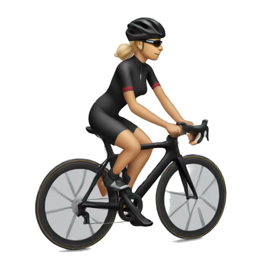 Roadcycling black bike, white cyclist wearing black clothes woman sticker