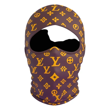 high-end Louis Vuitton ski mask with classic LV monogram print sticker
