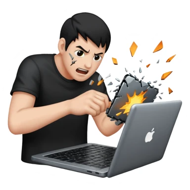 smashing a laptop sticker