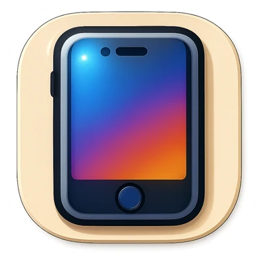 iPhone emoji as a modern app icon, rounded square shape, glossy finish, minimal details sticker