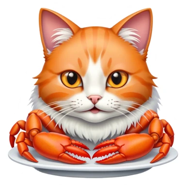 Cat eating crab legs sticker
