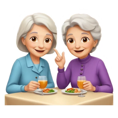 conversación dentro de un restaurant  dos personas y una de las persoans sea una abuela sticker