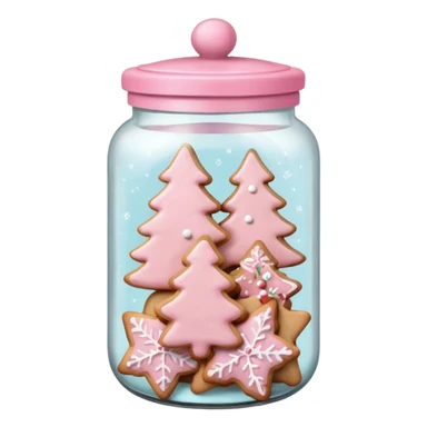 pastel pink christmas cookies in jar with pink lid  sticker