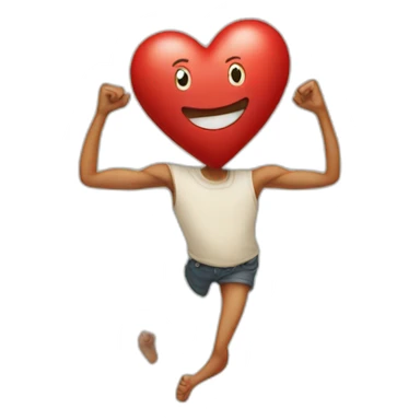 Personified heart with arms and legs coming out of it sticker