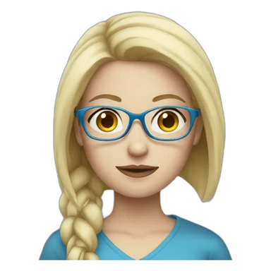 Pale woman with blonde hair and blue glasses sticker