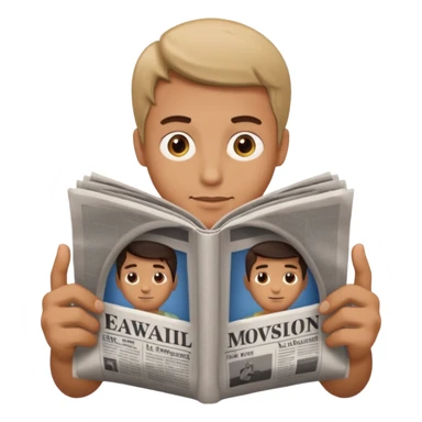 man reading newspaper sticker