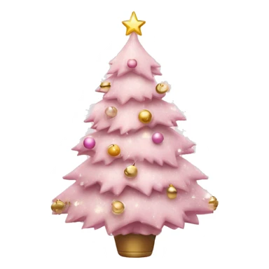Pretty light pink Christmas tree with decorations  sticker