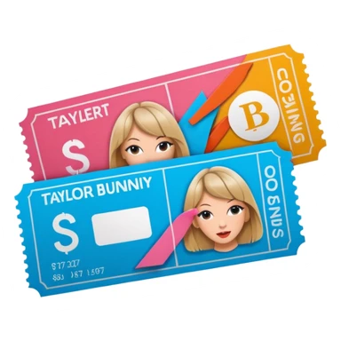 bad bunny and taylor swift concert tickers sticker