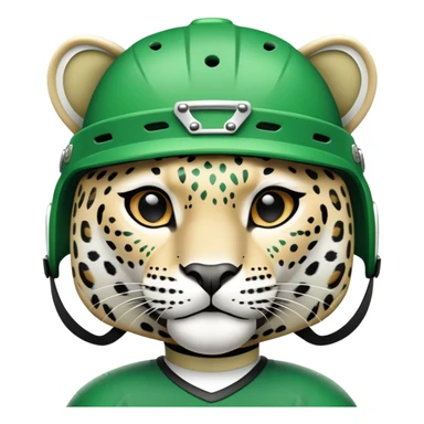 White leopard in green hockey helmet  sticker
