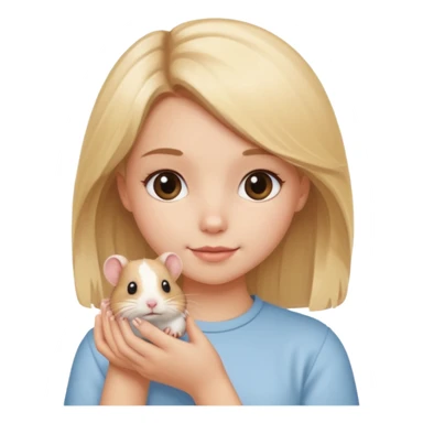 A pretty blond girl holding a hamster sticker