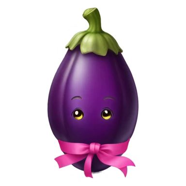 Eggplant with pink ribbon sticker