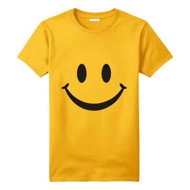 graphic tee shirt with a smiley face design sticker