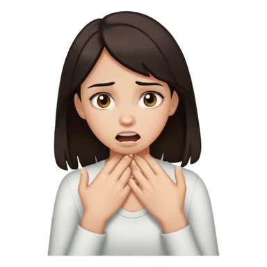 tan girl with dark hair choking herself  sticker