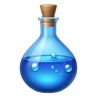 FANTASY MAGIC MANA BLUE POTION TILTED TO THE LEFT IN A CIRCLE BOTTLE very glossy sticker