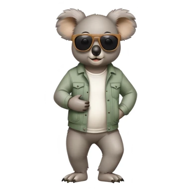 anthropomorphised koala in casual clothing, wearing dark sunglasses, walking upright in standard pose sticker