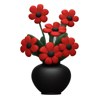 Red flowers in a black vase sticker