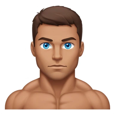 Muscular man with blue eyes brown hair sticker