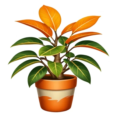 totally orange Variegated Ficus elastica in a pot sticker