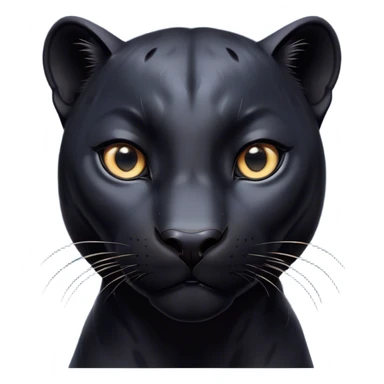 Cinematic Cute Panther Portrait Emoji, Head tilted playfully and inquisitively, with a smooth, streamlined form accentuated by a subtle sheen and round, sparkling eyes filled with charm, Simplified yet irresistibly adorable features, highly detailed, glowing with a warm, inviting glow, high shine, affectionate and lively, stylized with a touch of whimsical mystery, bright and endearing, soft glowing outline, capturing the essence of a mischievous yet loving panther that seems as if it could pounce out of the screen into your arms! sticker