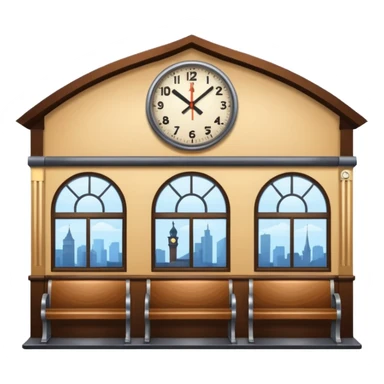train station scene with waiting room and clock tower sticker