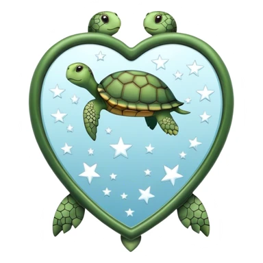 Heart shaped Mirror with turtle and stars sticker