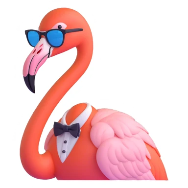 flamingo with sunglasses wearing a bow tie sticker