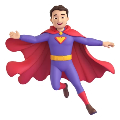 super dad, flying, cape flowing, smiling sticker