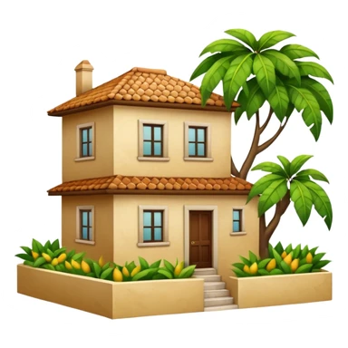 A light brown house from a barrio with a mango tree sticker