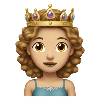 Light brown hair female with brown eyes wearing a crown sticker