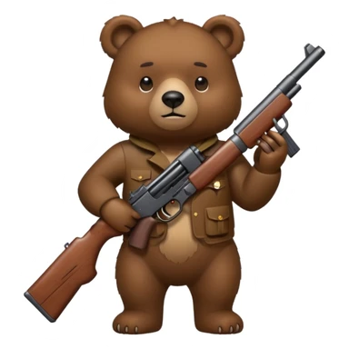 Bear holding a gun sticker