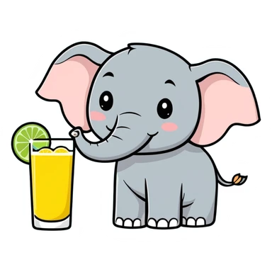 Elephant drinking margaritas  sticker