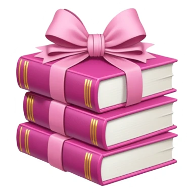 Pink Books stacked up and tied together by a white bow sticker