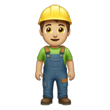 Man brown hair sprout bear worker clothes sticker