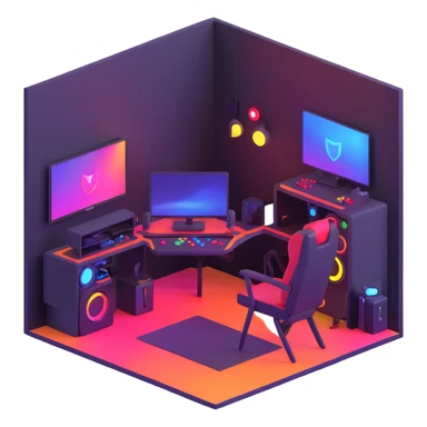 gaming room setup with colorful lights sticker