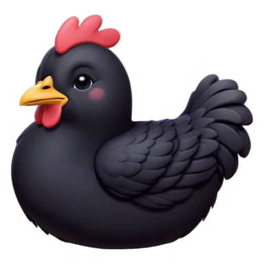 Meme-Worthy Cute Sleeping Black Chicken Portrait Emoji, Head resting peacefully with a contented smile, showcasing a delightfully compact build and a luxuriously soft black plumage, eyes shut in a serene, restful nap, Simplified yet hilariously adorable features, highly detailed, glowing with a soft, drowsy light, high shine, relaxed and utterly lovable, stylized with an air of playful laziness, bright and heartwarming, soft glowing outline, capturing the essence of a comically sleepy chicken, so meme-worthy it feels like it could instantly become the next viral sensation of adorable slumber! sticker