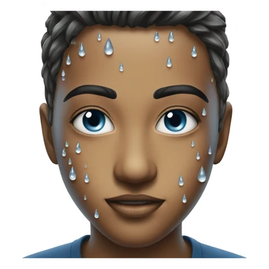 Water droplets on face sticker