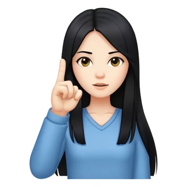 girl with long straight hair holding up middle finger sticker