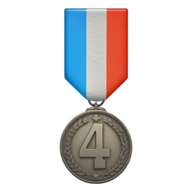 4th place medal that looks faded, grey, or bland so that it is clearly worse than the first three places. sticker