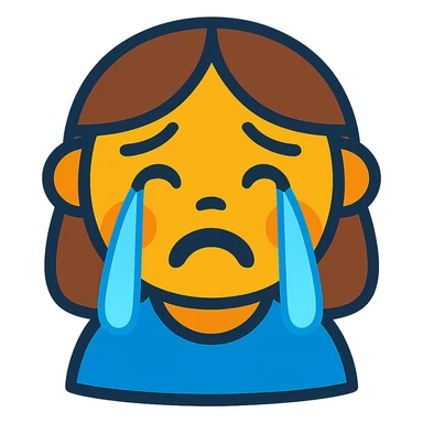 Make the sad girl emoji crying with visible tears, keep the original vibrant toon style. sticker