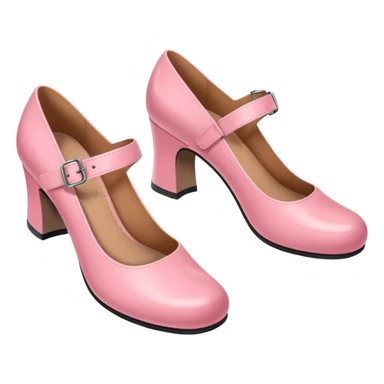 Has a rounded toe and a strap across the instep — one pink pair resembles this style. sticker