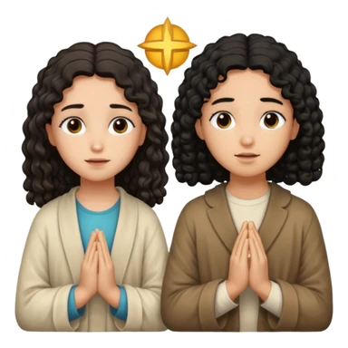 Jesús osea dios con una niña de rulos morocha orando sticker