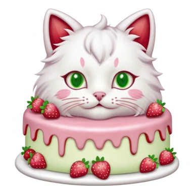 cat eating strawberry cake sticker