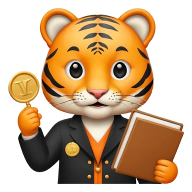cute tiger wins medal and diploma sticker