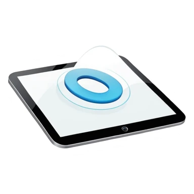 digital tablet  hovering above a smooth vector curve sticker