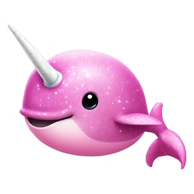 Pink narwhal with glitter sticker