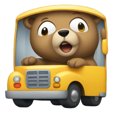 Small cub bear driving a bus sticker