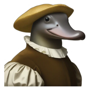 Platypus in a vermeer's painting sticker