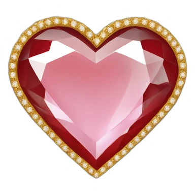 Red heart diamond with gold border sticker