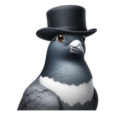 front facing pigeon wearing a bowler hat sticker